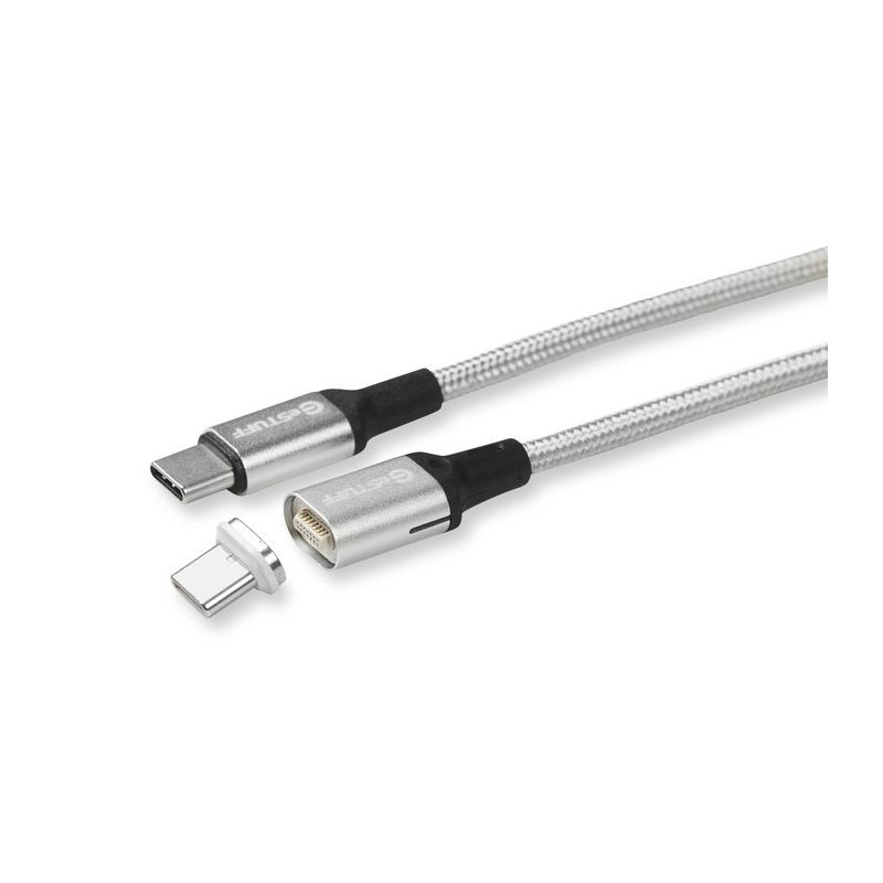 eSTUFF Magnetic USB-C to C USB 2.0 100W Charging Cable 2m Grey Nylon