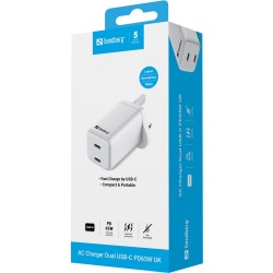 Sandberg AC laddare Dual USB-C PD65W UK